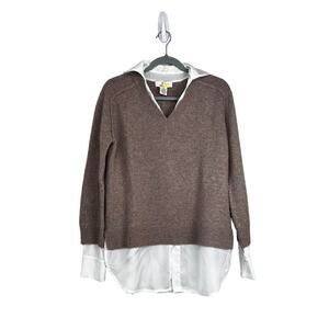 Magaschoni Cashmere sweater Size medium color pebble heather/ivory